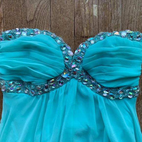 deb high low strapless dress - Picture 3 of 7